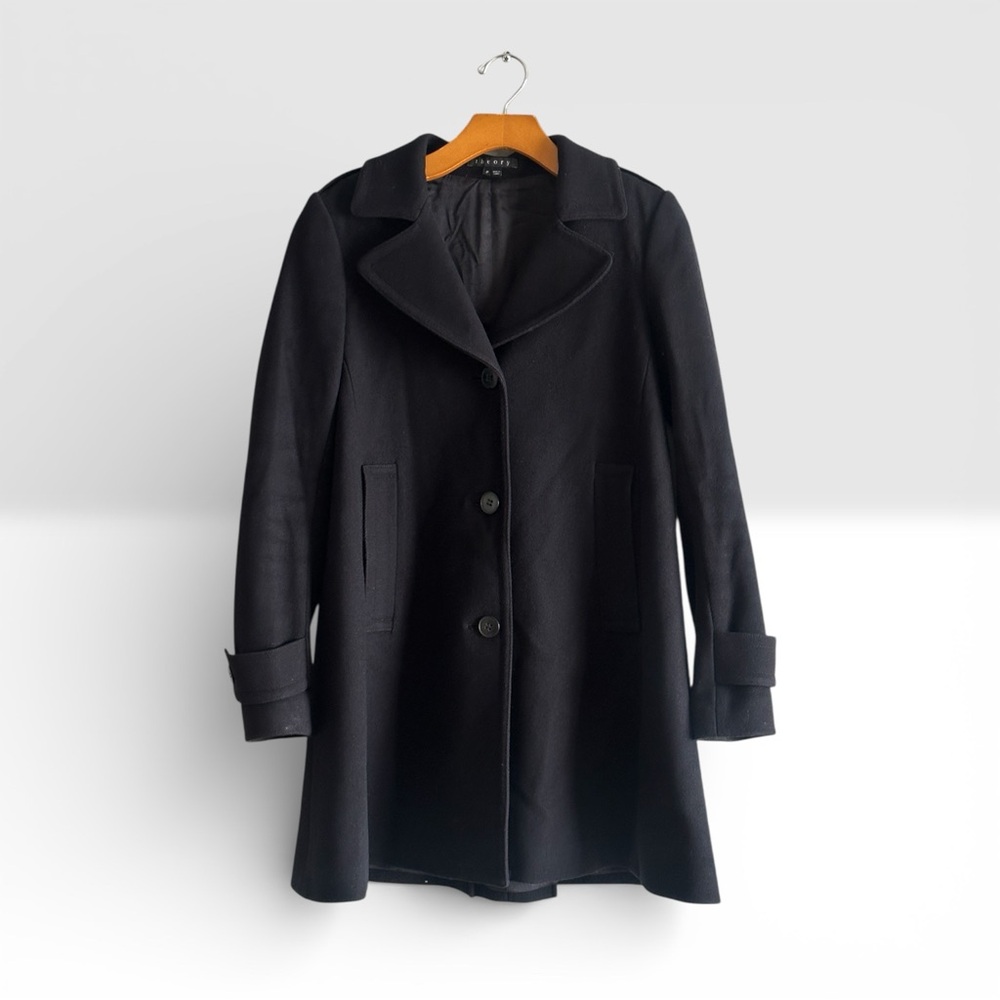 Theory Tailored Felted Wool A-Line Coat